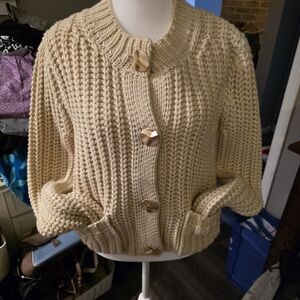 Love Tree Chunky Cream Button-Front Knit Cardigan